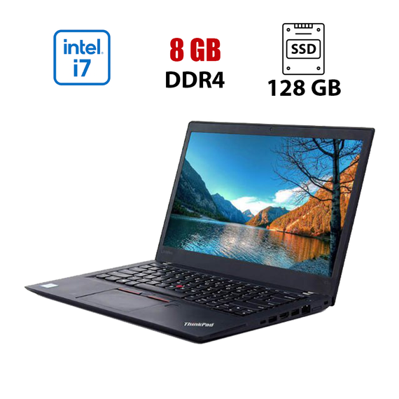 Ноутбук Lenovo ThinkPad T470s / 14" (1920x1080) IPS Touch / Intel Core i7-7500U (2 (4) ядра по 2.7 - 3.5 GHz) / 8 GB DDR4 / 128 GB SSD / Intel HD Graphics 620 / WebCam б/у