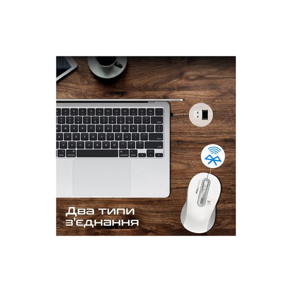 Мишка Promate Ken Wireless/Bluetooth White (ken.white) | Зображення 3