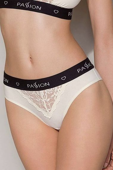 Трусики с широкой резинкой и кружевом Passion PS001 PANTIES, Экри, S, S, Маленький размер