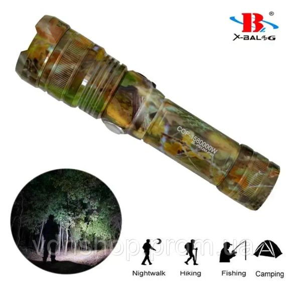 Ручной аккумуляторный фонарик с боковым диодом Power style MX-915M-COB камуфляжный расцветка | Зображення 2