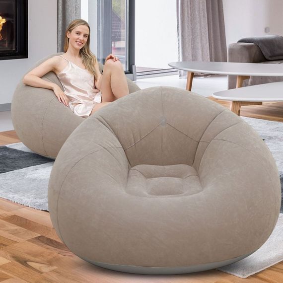 Надувное кресло-пуф Inflatable Sofa / Надувное кресло-мешок 110×110×85 см Бежевый