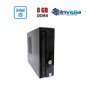 ПК HP Slimline 270-P043W SFF / Intel Core i5-7600 (4 ядра по 3.5 - 4.1 GHz) / 8 GB DDR4 / 256 GB SSD NVMe / nVidia Quadro P400, 2 GB GDDR5, 64-bit / Win 10 Lic б/в