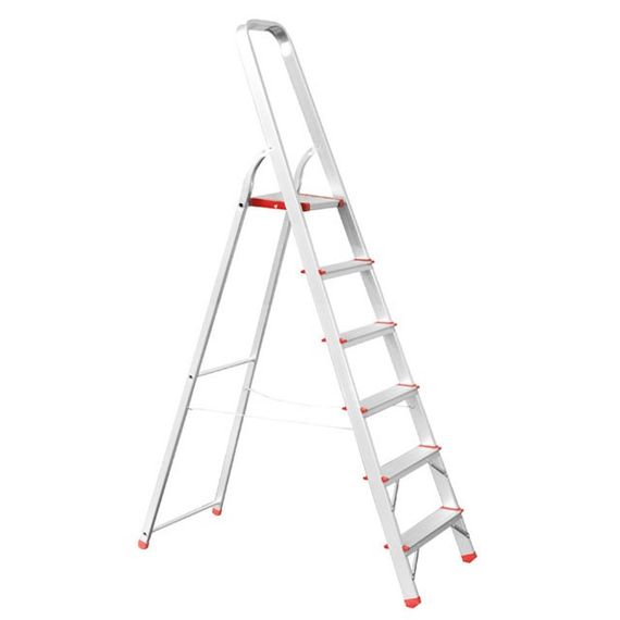 Стрем'янка з алюмінію 6 сходинок, висота до платформи 1,28 м INTERTOOL LT-1006