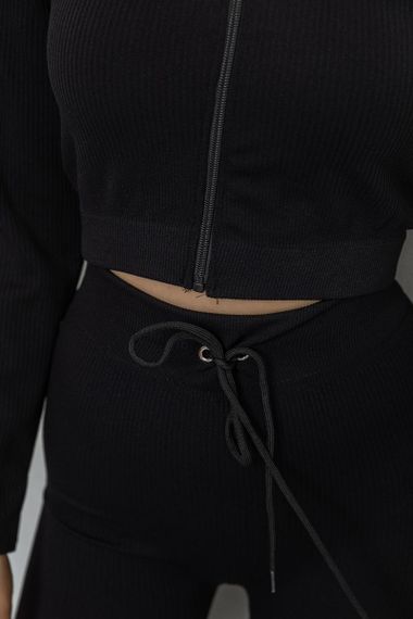 Костюм жіночий в рубчик, колір чорний, 244R14302 | Зображення 5