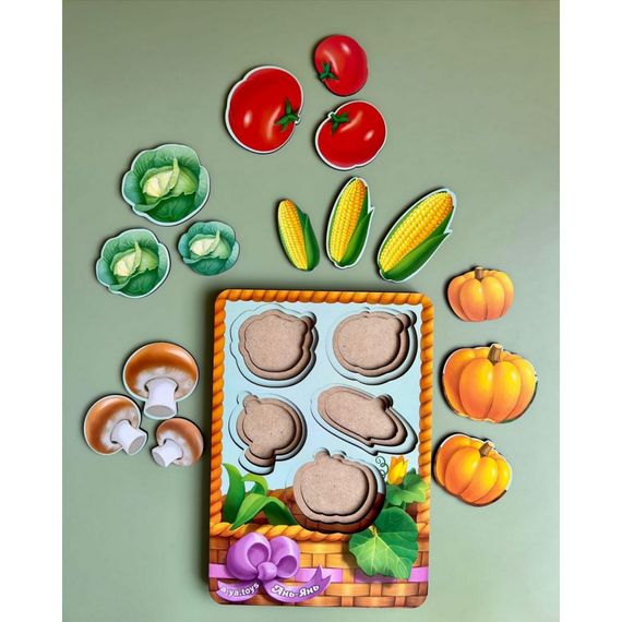 Настільна розвиваюча гра "Кошик з овочами-2" Ubumblebees (ПСФ043) PSF043 сортер-вкладиш | Зображення 4