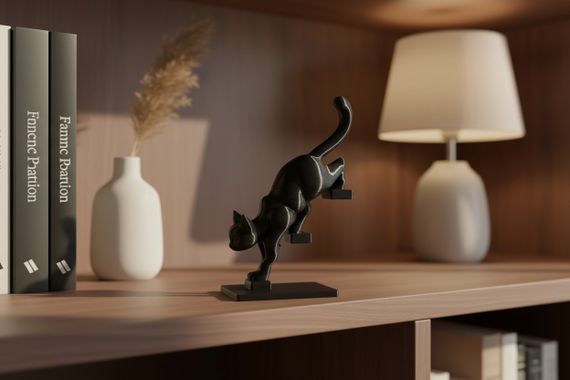 Декоративна фігурка Кішки на квадраті чорний 3D друк (214497)
