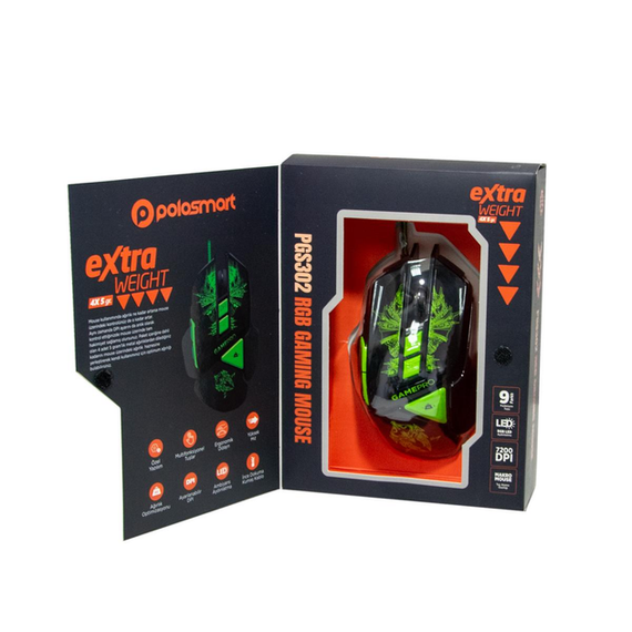 Дротова ігрова мишка зі світлодіодним підсвічуванням PoloSmart PGS302 4 рівня чутливості | Зображення 2