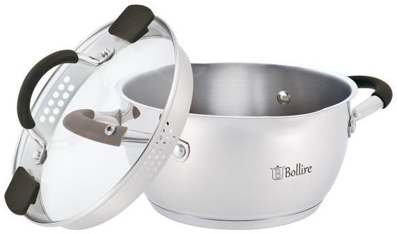 Каструля Bollire Trento BR-2402, 2 л, 18 см, з нержавіючої сталі з кришкою, для всіх типів плит | Зображення 1