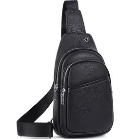 Сумка-слинг мужская черная через плече из натуральной кожи TIDING BAG A25F-515-1A