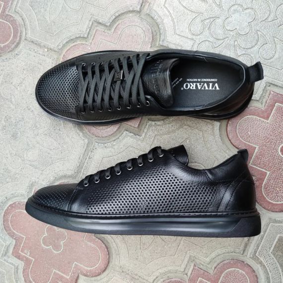 Чорні кеди з перфорацією 47 розмір. Чоловічі кеди великого розміру | Зображення 4