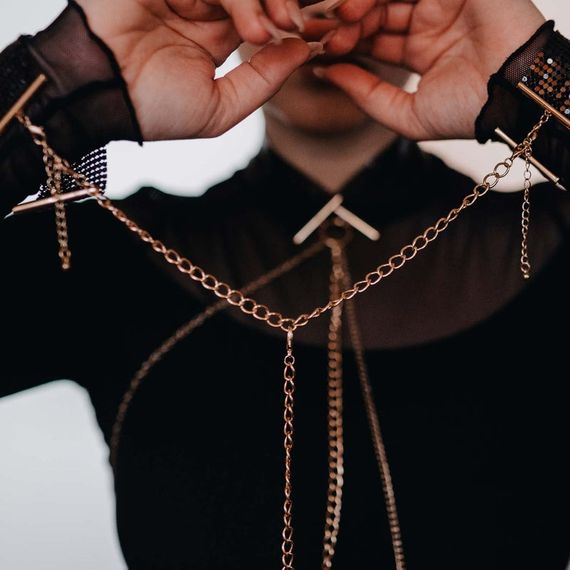 Намисто-нашийник з ланцюжком Bijoux Indiscrets чорне, 59 см | Зображення 6
