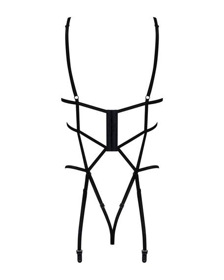 Боді зі стреп із доступом Obsessive Badossa crotchless teddy L/XL, чорний, S/M | Зображення 5