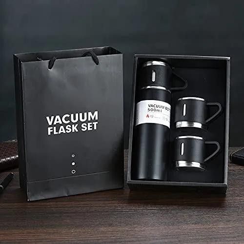 Вакуумний термос з нержавіючої сталі Vacuum Flask Set 500 мл із чашками в комплекті 3* 150 мл ∙ Подарунковий набір 3 в 1 | Зображення 2