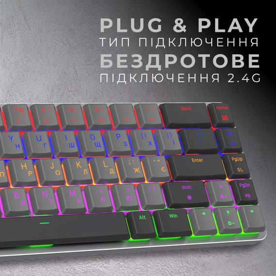 Клавіатура GamePro MK122R Red Swich Low Profile Wireless Dark Gray (MK122R) | Зображення 3