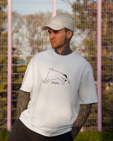 Oversize футболка з принтом zauebalo біла
