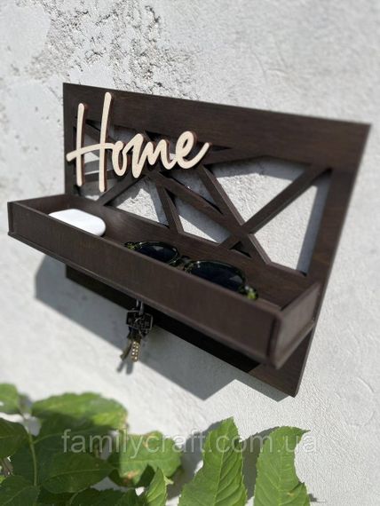 Настенный держатель для ключей из дерева Home Ключница из фанеры в стиле лофт Органайзер для ключей и мелочей | Зображення 8