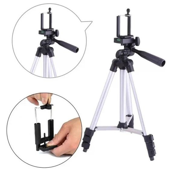 Штатив для телефону та фотоапарата Tripod 3110 PRO портативний трипод 0,35-1.02м висота. ND-469 Колір: срібний | Зображення 1