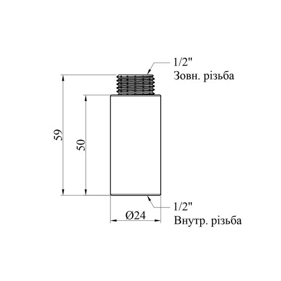 Подовжувач Karro 1/2" РЗ, L=50 мм хромований KR-3209 | Зображення 1