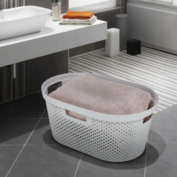 Кошик для білизни пластиковий Curver Infinity 40 л 04755 світло-сірий, міцний і зручний | Зображення 5