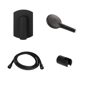 Акційний набір Qtap: Змішувач для душу Slavonice QTSLA267BLM45903+Лейка Rucni QTRUCA120O3KBB+Шланг Hadice