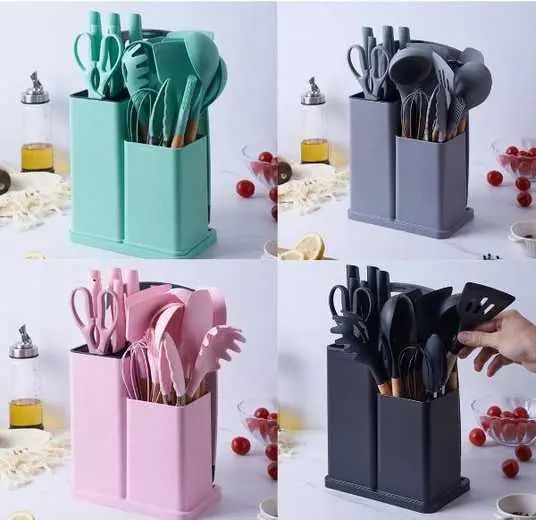 Набір кухонного приладдя 19 предметів з подвійною підставкою дошкою набором ножів  ZP-0102