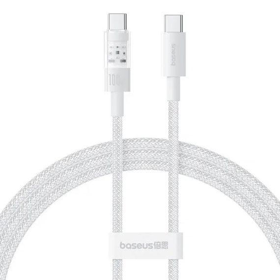 Дата кабель Baseus Gem Fast Charging Type-C to Type-C 100W (1m) (P10373000111) Moon White