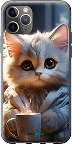 Чохол на iPhone 11 Pro Max Білий кіт "5646t-1723-2448"