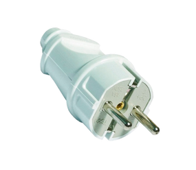 Вилка В 16 євро пряма з заземленням біла Ny95000068