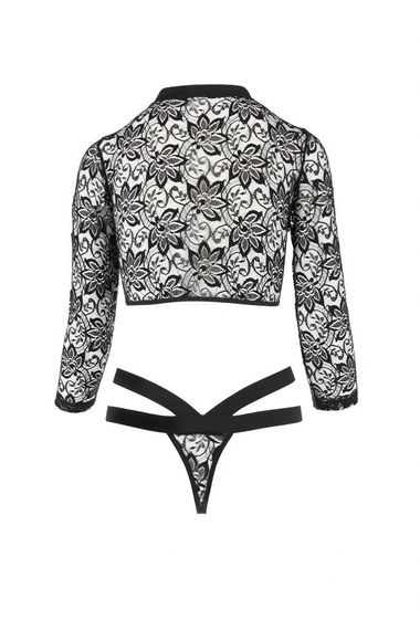 Боді з довгими рукавами та відкритими грудьми LETICIA BODY black S/M - Passion | Зображення 3