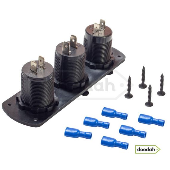 Авто / Мото станція (USB зарядний пристрій + вольтметр + порт прикурювач) Recessed Flow Blue, IP54 | Зображення 1