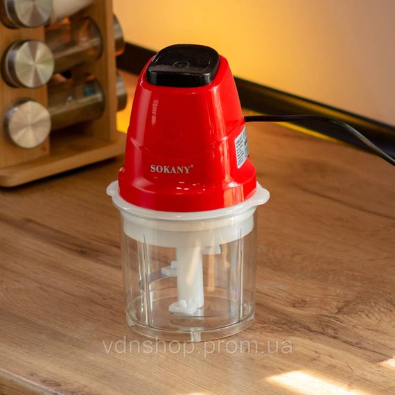 Чоппер измельчитель с чашей на 0.7 л кухонный электрический 250 Вт Sokany SK-06009R | Зображення 5