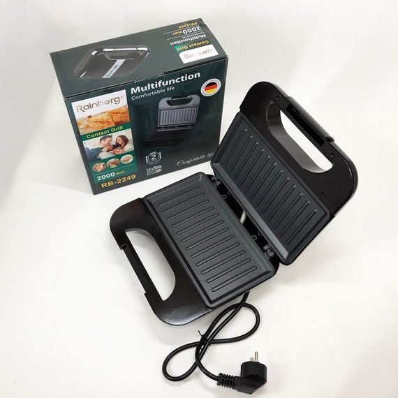 Домашний гриль Rainberg RB-2249, Вафельница 3в1, Мультипекарь вафельница, RI-789 Бутербродница 4в1 | Зображення 3