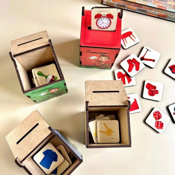 Деревянная настольная игра "Веселый почтальон" Ubumblebees (ПСД081) PSD081 сортер-комодик | Зображення 4