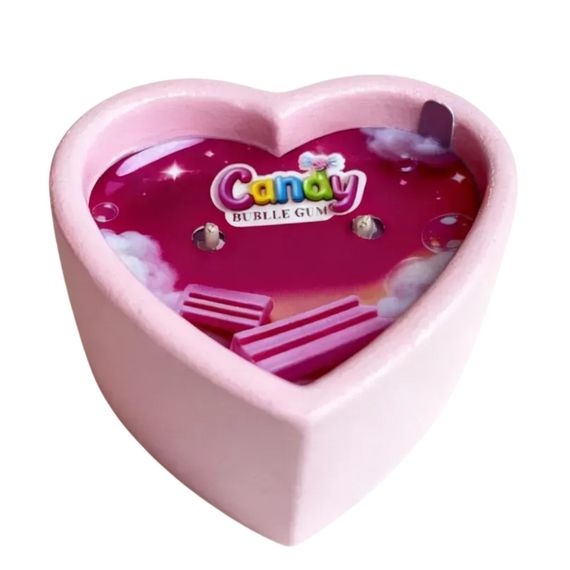 Масажна свічка з ароматом жуйки Candy Bubble Gum у формі серця, 70 мл Sex Aura
