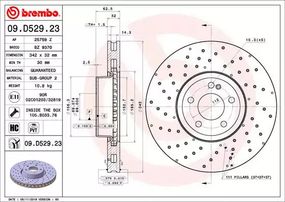 Диск гальмівний MERCEDES-BENZ E-CLASS, BREMBO (09D52923)