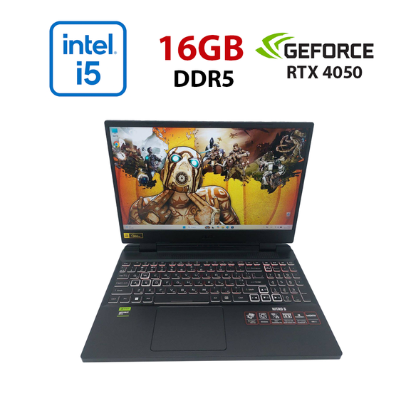 Игровой ноутбук Acer Nitro 5 / 15.6" (1920x1080) IPS / Intel Core i5-12450H (8 (12) ядер по 3.3 - 4.4 GHz) / 16 GB DDR5 / 512 GB SSD / nVidia GeForce RTX 4050, 6 GB GDDR6, 96-bit / WebCam б/у
