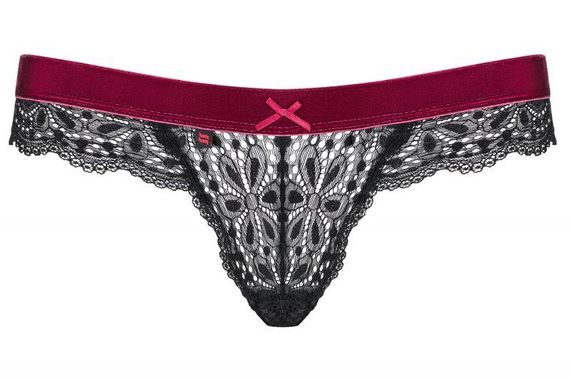 Стринги ажурные Obsessive Rossita, черный/бордовый, S/M sexstyle | Зображення 3