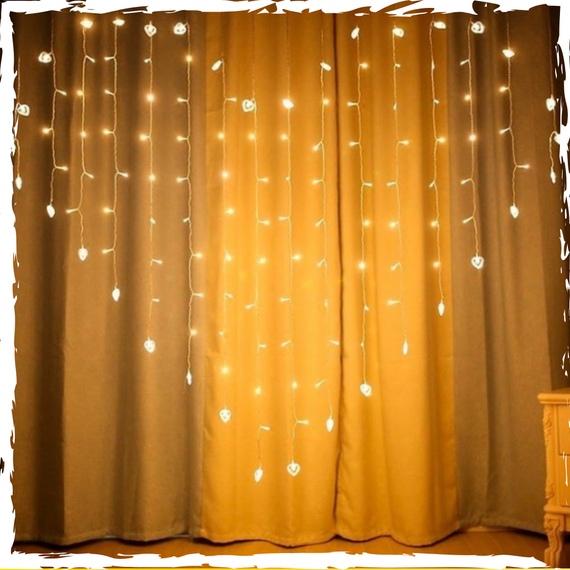 Гірлянда штора, тепле світло. Гірлянда з метеликами. Декоративна, від мережі. 3х2м