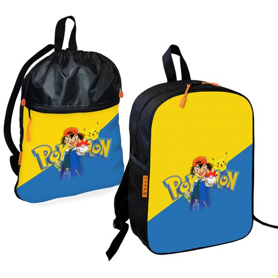 Школьный рюкзак детский Покемон Пикачу + Сумка для обуви спортивной формы рюкзак-мешок  для мальчика (01797)