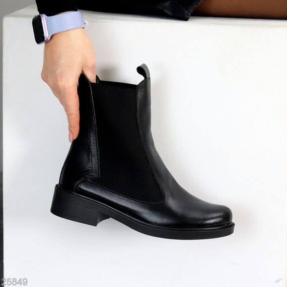 Повсякденні чорні шкіряні черевики челсі низький хід зима 2026