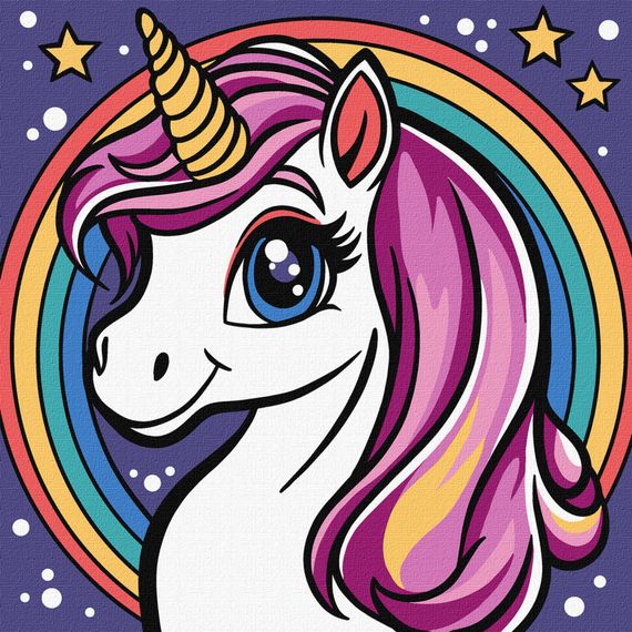 Картина по номерам "Радужная единорожка" KHO6293, 25х25 см