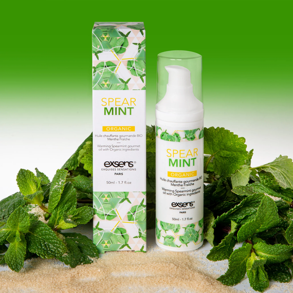Масажна олія EXSENS Organic Spear Mint 50мл розігрівальна, без цукру, без парабенів, їстівна | Зображення 4
