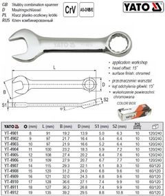 Ключ комбінований короткий CrV М=10 мм l=97 мм YATO YT-4903