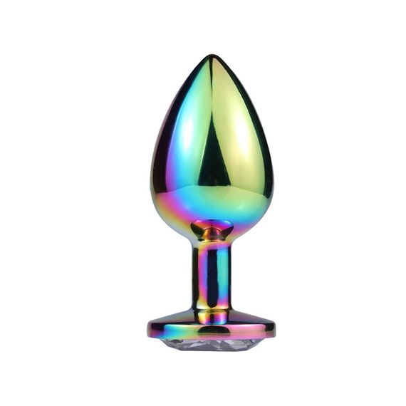 Набір металевих анальних пробок із райдужними стразами (розмір S, M, L) | Зображення 7