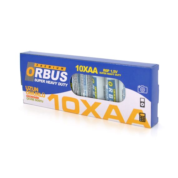 Батарейка сольова Orbus Zinc Carbon 1.5V AA/LR06, 10  штуки shrink | Зображення 1