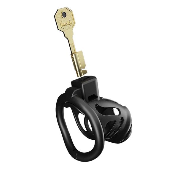 Клітка для пеніса LOCKINK SEVANDA Plastic Penis Chastity Cage, чорна, 3 кільця різних розмірів Sex Aura | Зображення 6
