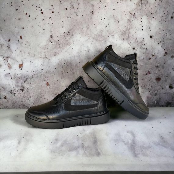 Зимові кеди хутро Nike чорні | Зображення 5