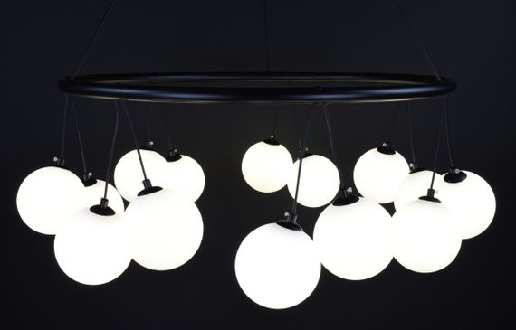 Люстра підвісна на 14 лампочок 27521 Чорний 45-160х85х85 см. | Зображення 6