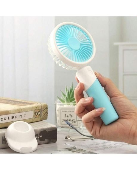 Вентилятор ручний Mini Fan ZB100 акумуляторний з підставкою для телефону Блакитний з білим | Зображення 2