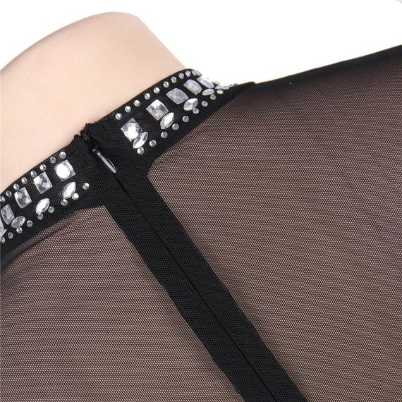 Платье-мини в камешках с горловиной Star Night черное, M/L sexstyle | Зображення 4